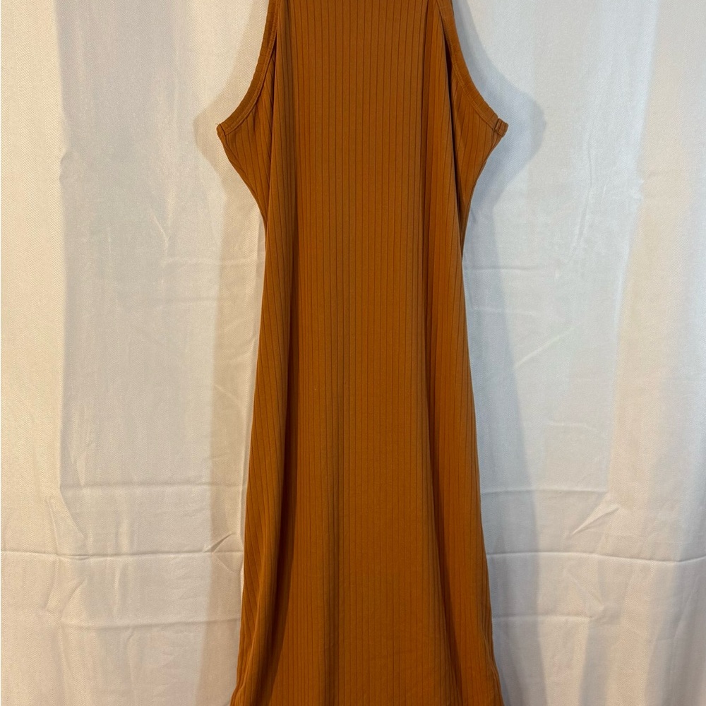 Love J Sleeveless Ribbed Midi Dress in Orange